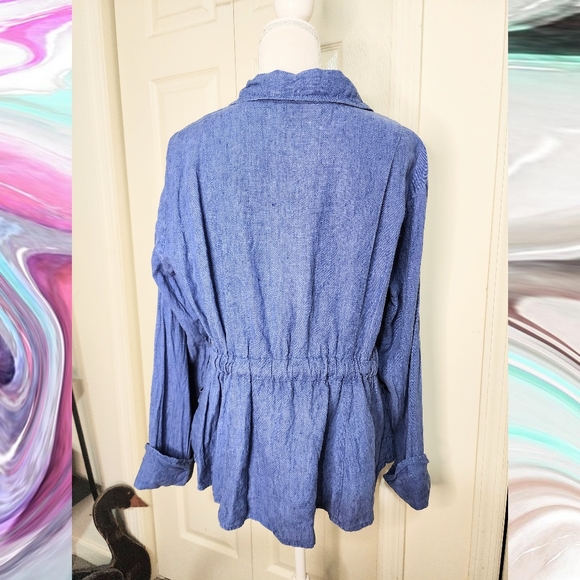 FLAX Button Front Shacket Sz M - Picture 3 of 4